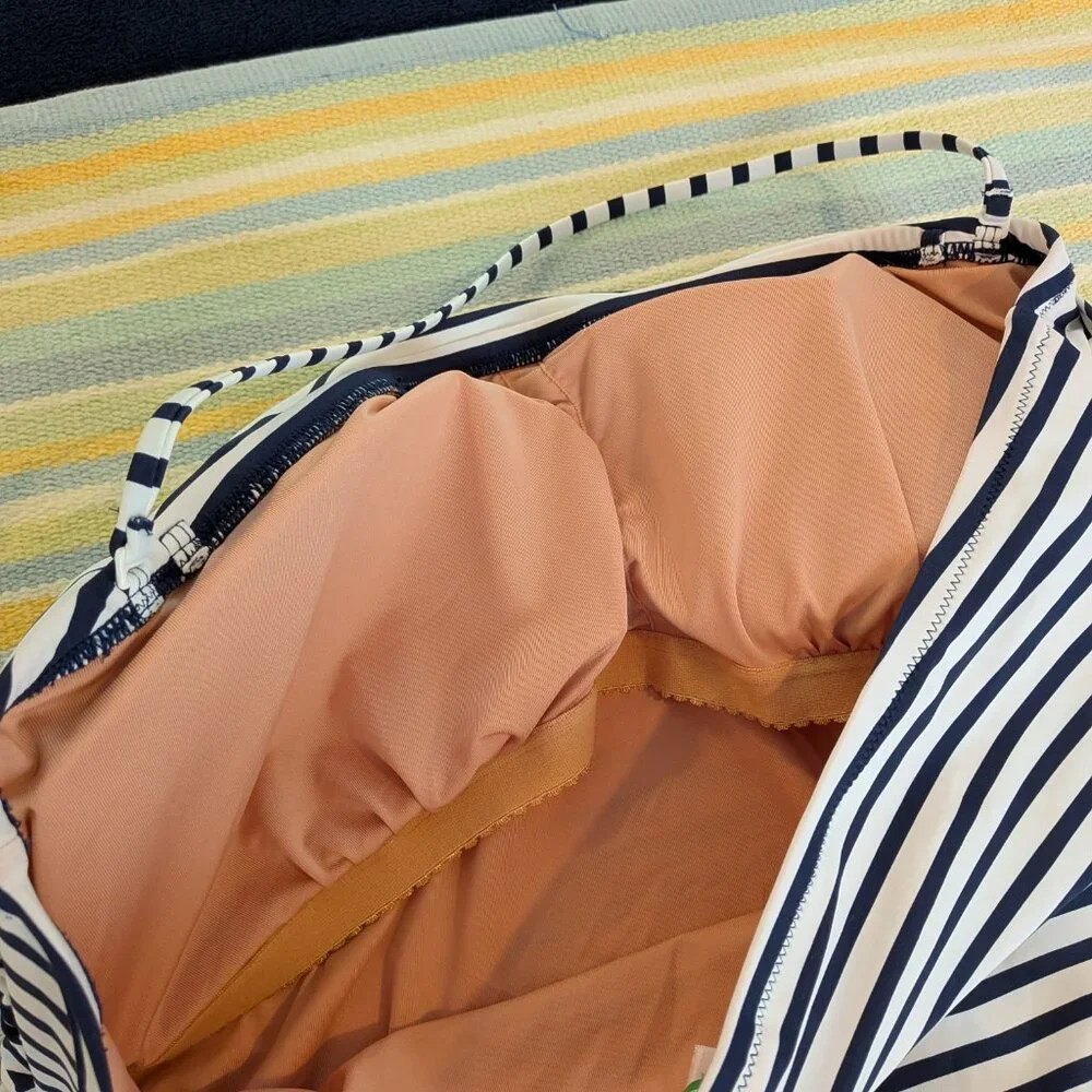 ⭐ J. Crew Bandeau One-piece striped swimsuit size 20